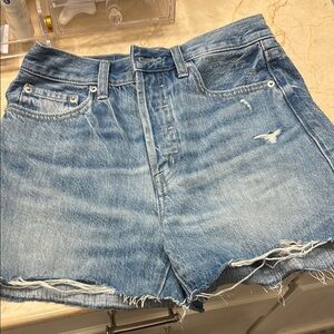 Pistola Light Blue Distressed Jean Shorts